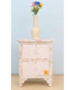 Handmade Handicrafts Mother of Pearl Two Drawer Bedside Table With Lock / Side Table / Smart Modern Bedside Table