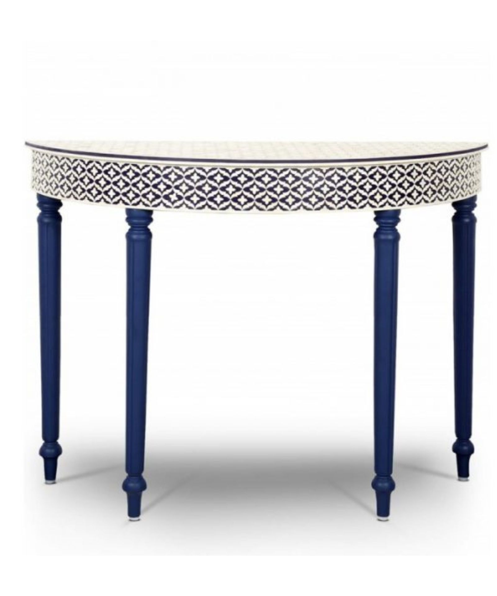 1-11-6.jpg Leelawati Arts : Home Decor Flower Diamond Shape Blue Bone Inlay Console Table / Antique Design Wood Bone Inlay Furniture Console Table - Image 1