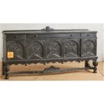 Leelawati Arts :Home Decorative Unique Hand Curved Wood Inlay Black Buffet Table , Animal Hand Curved Buffet With Good Space And Storage