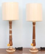 Home Decorative Wood Bone Inlay Hand Painted And Simple Table Lamp Without Shades Only Lamp Base