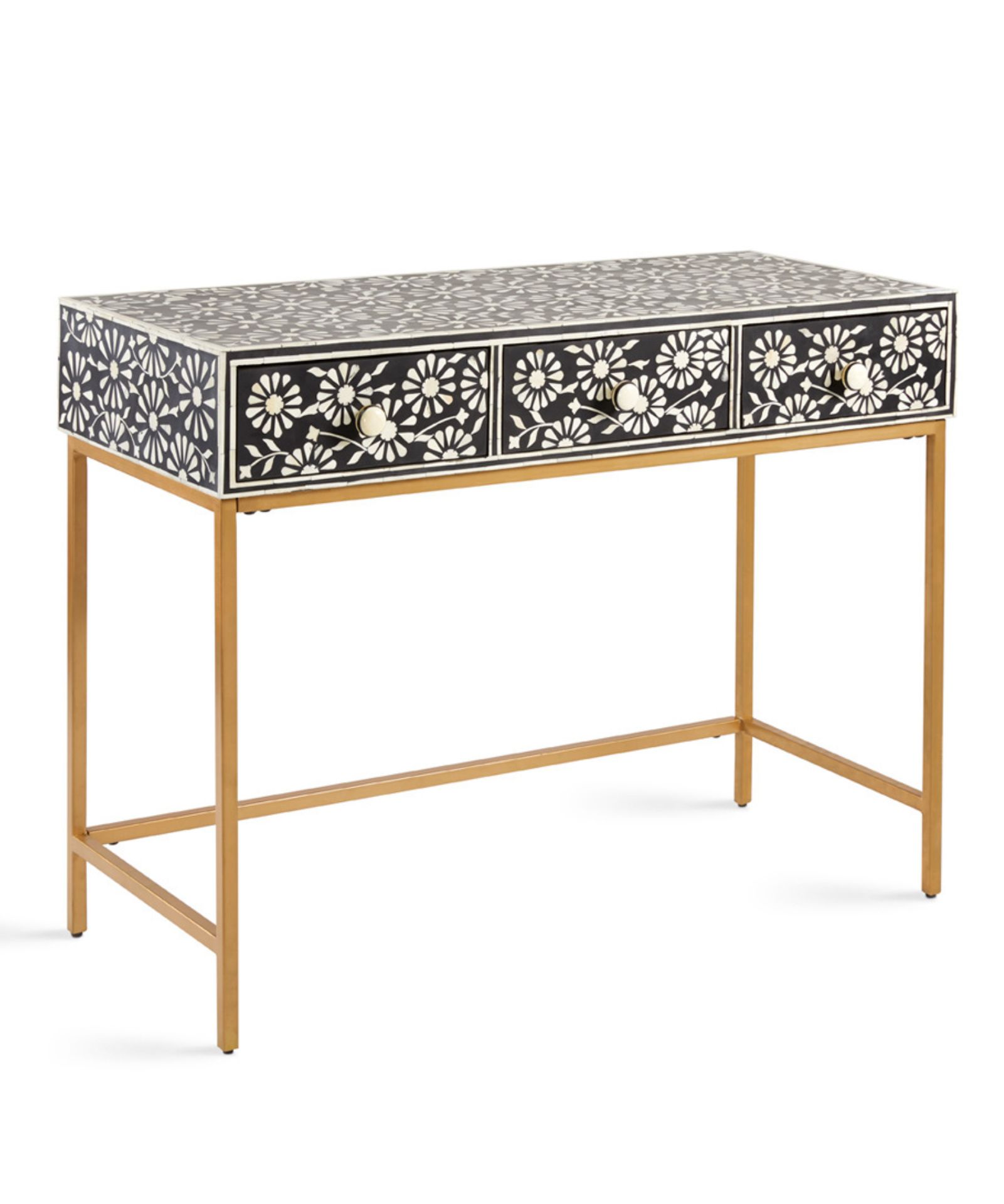 1-14-3.jpg Leelawati Arts : Home Decorative Black Bone Inlay Console Table / Home Decor Handmade Antique Design Black Bone Inlay Office Desk , Console Table - Image 1
