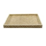 Leelawati Arts : Home Decorative Mustard Bone Inlay Tray / Wood Bone In Geometric Design Tray