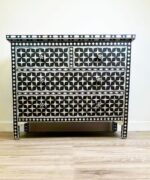 Leelawati Arts : Home Decorative 4 Drawer Black Mother Of Pearl Console Table / Home Decor Striking Pattern Console Table