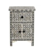 Leelawati Arts : Home Decorative Black Bone Inlay Bedside 1 Drawer 2 Door Table