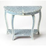 Leelawati Arts : Home Decorative Bone Inlay Console Hall Table / Blue Floral Pattern For Living Room , Hallway Console Table