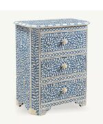 Leelawati Arts : Home Decorative Blue Bone Inlay 3 Drawer Bedside Table / Home Decor Handmade Customized Bedside Table