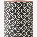 Leelawati Arts : Home Decorative Handmade Bone Inlay Bedside Table / Round Drum Side Table Black Diamond Pattern Bedside Table