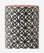 Leelawati Arts : Home Decorative Handmade Bone Inlay Bedside Table / Round Drum Side Table Black Diamond Pattern Bedside Table