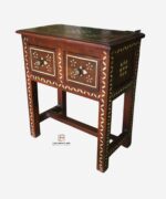 Wooden Bone Inlay 2 Drawer Bedside Table - Image 2