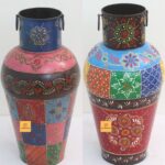 Home Decorative Unique Hand Painted Metal Vase and Pot Table Decorative , Living Room , Entrance , Flower Pot And Vase in Two Design