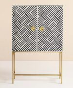 Leelawati Arts : Bone Inlay Optical Design Bar Cabinet