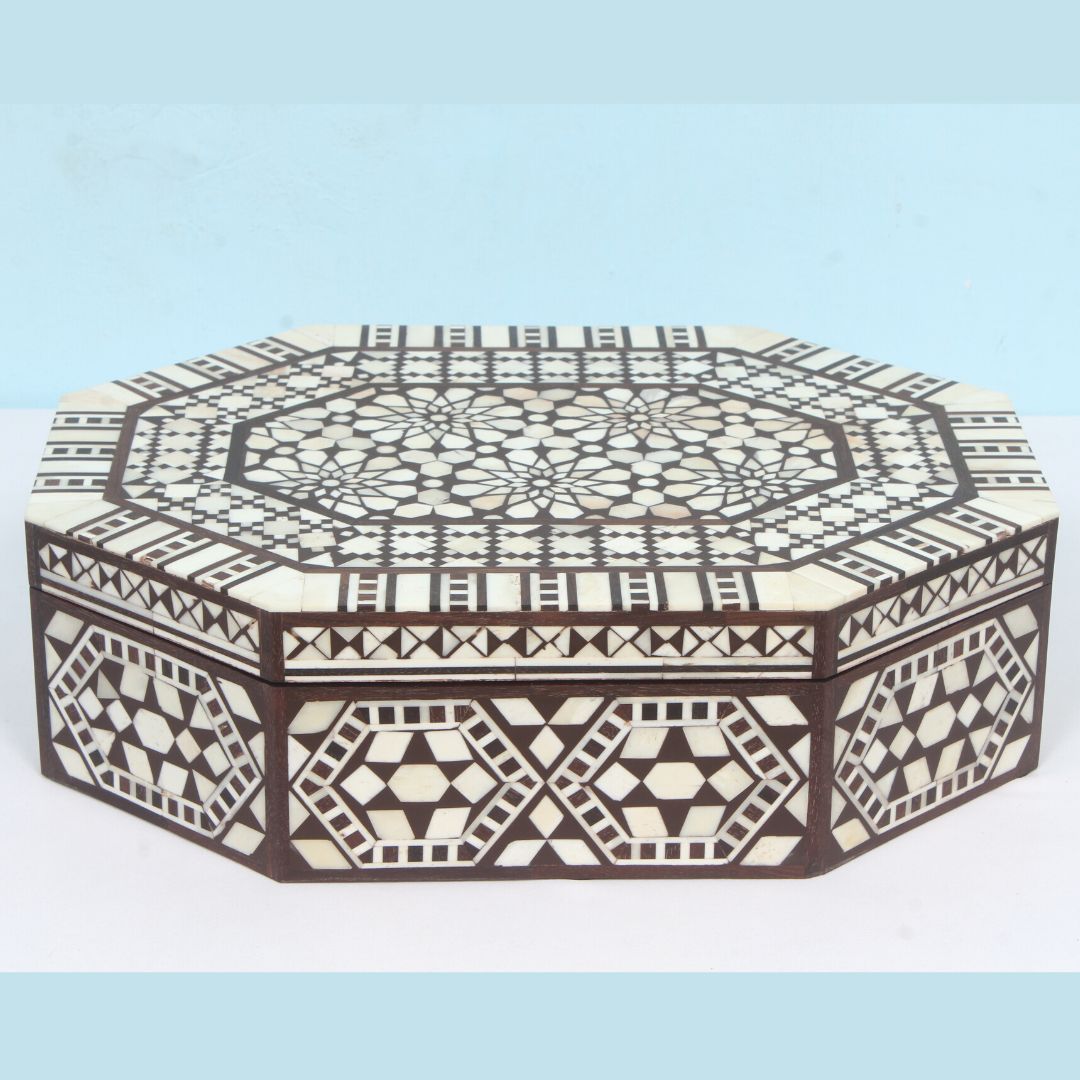 1 Leelawati Arts : Wooden Bone Inlay Decorative Storage Box - Image 1