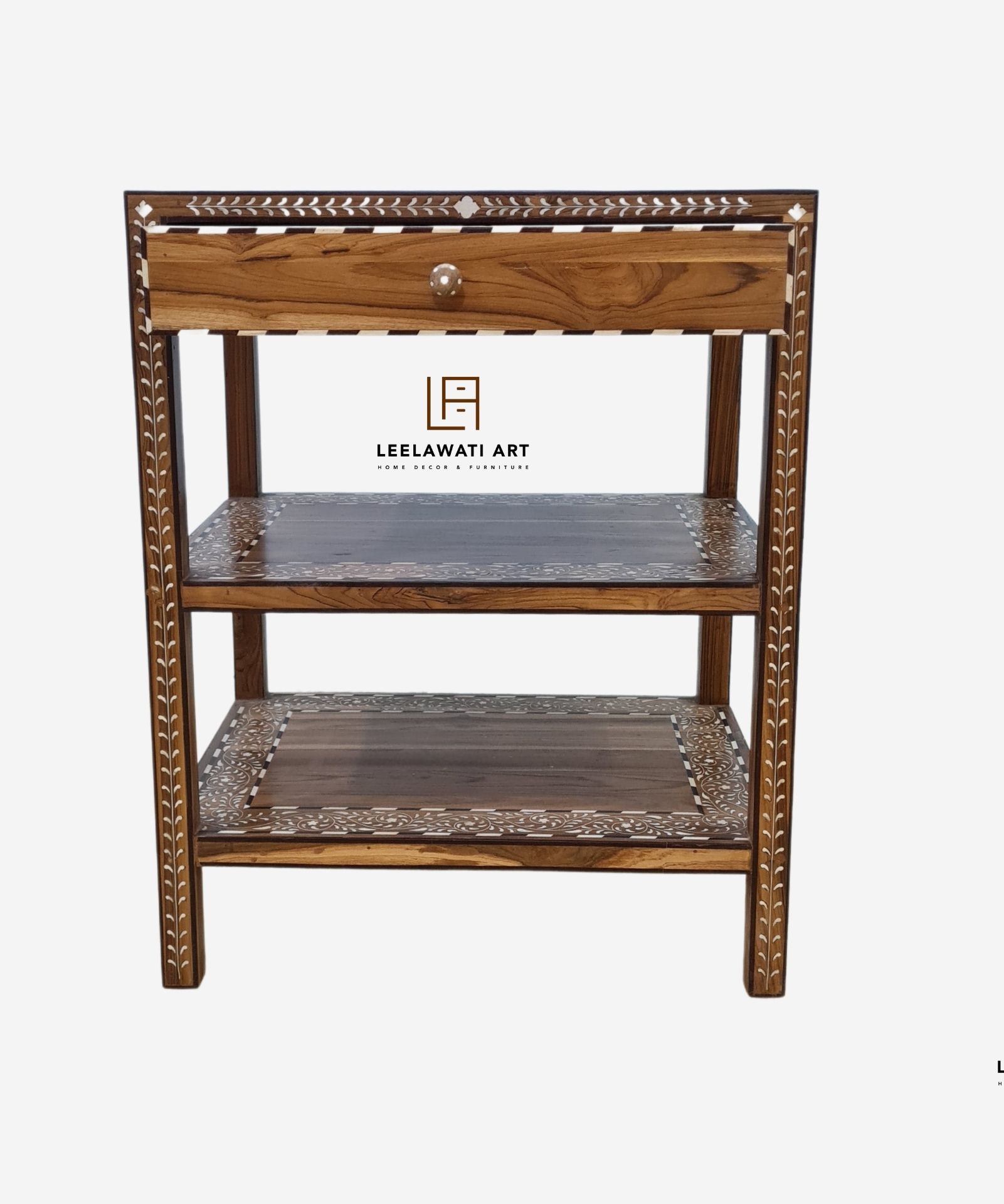 1-5-1.jpg Wooden Bone Inlay 1 Drawer Bedside Table - Image 1