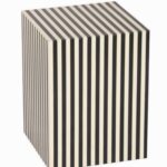 Leelawati Arts : Wooden Bone Inlay Luxury Black And White Stripe Design Side Table / Coffee Table