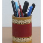 Antique Wood Inlay Hand Painted Table Decorative Home Decorative Pen Holder