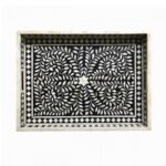 Leelawati Arts : Home Decorative Wood Bone Inlay Tray / Home Decor Bone Inlay Floral Design Serving Tray