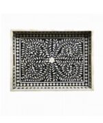 Leelawati Arts : Home Decorative Wood Bone Inlay Tray / Home Decor Bone Inlay Floral Design Serving Tray