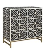 Leelawati Arts : Home Decorative Handmade Bone Inlay Black Florida Design 3 Drawer Wood Bone Inlay Desk / Home Decor Bone Inaly Console Table