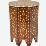 Wood Bone Inlay Hexagonal Table