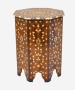 Wood Bone Inlay Hexagonal Table