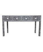 Leelawati Arts : Home Decorative Mother Of Pearl Inlay 4 Drawer Console Table / Black White Floral Pattern Mother Of Pearl Console Table