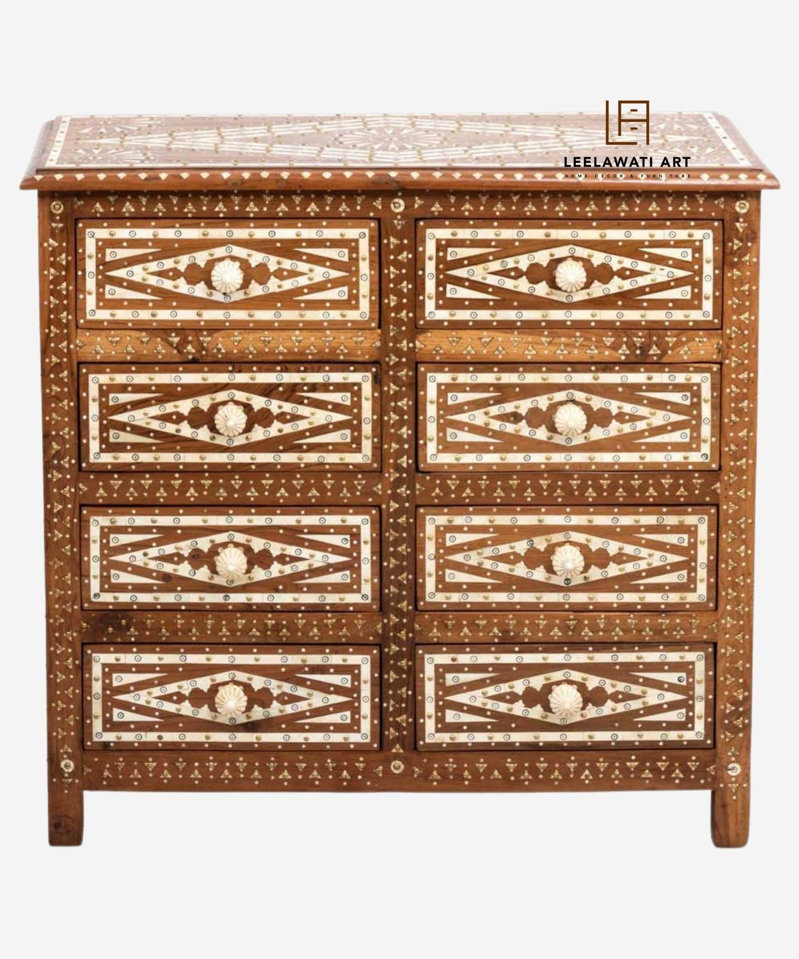 1-9-1.jpg Wood Bone Inlay Chest of Drawer Sideboard Dresser - Image 1