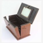 Antique Wooden Brass Hide Drawer Jewelry Storage Box