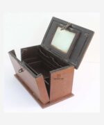 Antique Wooden Brass Hide Drawer Jewelry Storage Box