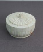 Leelawati Arts : Bone Inlay Home Decorative Carving Round Storage Box - Image 3