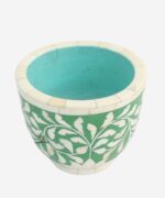 Wooden Bone Inlay Flower Design Bowl - Image 3