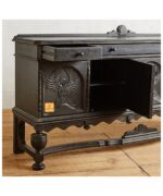 Leelawati Arts :Home Decorative Unique Hand Curved Wood Inlay Black Buffet Table , Animal Hand Curved Buffet With Good Space And Storage - Image 2