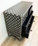 Leelawati Arts : Home Decorative 4 Drawer Black Mother Of Pearl Console Table / Home Decor Striking Pattern Console Table - Image 2
