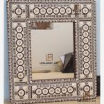 Wood Bone Inlay Moroccan Design Mirror Frame