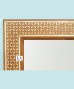 Home Decorative Wood Brown Mirror Frame And Luxury Handmade Antique Design Wood Bone Inlay Mirror Frame - Image 2