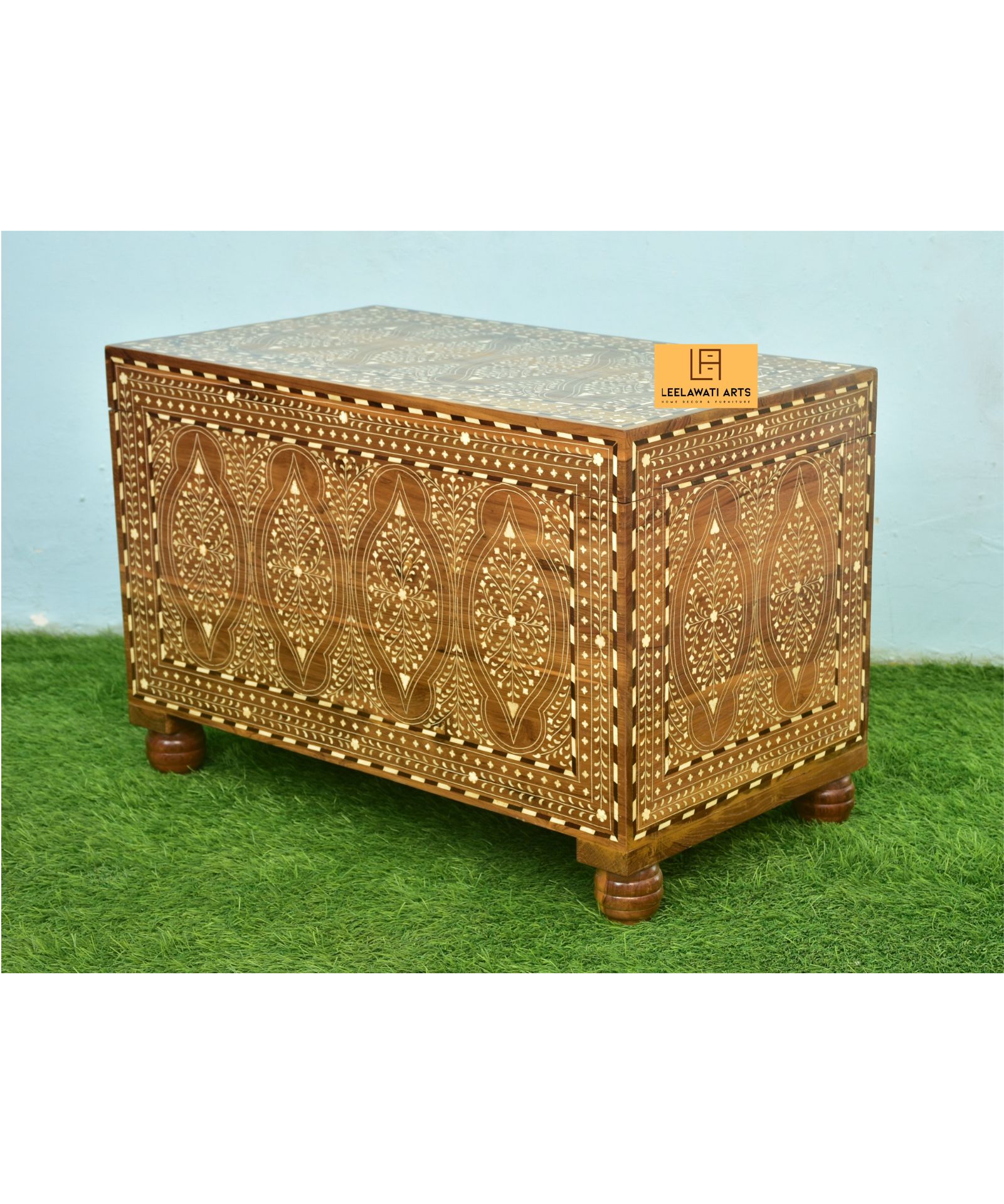 2-2-14.jpg Leelawati Arts : Wood Bone Inlay Home Décor Storage Trunk Box Decoration Box - Image 1