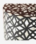 Leelawati Arts : Home Decorative Handmade Bone Inlay Bedside Table / Round Drum Side Table Black Diamond Pattern Bedside Table - Image 2
