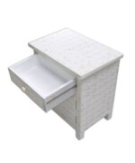 Leelawati Arts : Home Decor White Bone Inlay 1 Drawer 1 Door Bedside Table / A Use Home And Office Bedside Table - Image 2