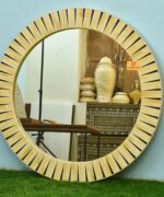 Leelawati Arts Wood Bone inlay Carved Design Mirror Frames / Round Living Room Wall Décor Mirror Frames - Image 2