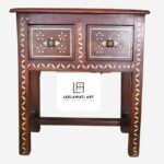 Wooden Bone Inlay 2 Drawer Bedside Table
