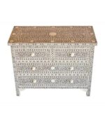 Leelawati Arts : Home Decorative 4 Drawer Wood Bone Inlay Desk Console Table / Home Decor Grey Colour Bone Inlay Console Table - Image 2