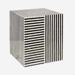 Wooden Bone Inlay Black & White Center Table Bedside Table End Table