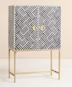 Leelawati Arts : Bone Inlay Optical Design Bar Cabinet - Image 2