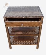 Wooden Bone Inlay 1 Drawer Bedside Table - Image 3