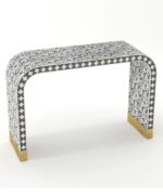 Leelawati Arts : Home Decorative Bone Inlay Waterfall Console Table / Home Decor Grey Floral Pattern Console Table - Image 2