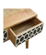Leelawati Arts : Home Decor Wood Black Bone Inlay 2 Drawer Honeycomb Design Console Table / Wooden Black Bone Inlay Desk , Console Table - Image 2