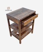 Wooden Bone Inlay 1 Drawer Bedside Table - Image 2