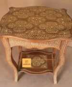 Leelawati Arts : Wooden Bone Inlay Floral Design Center Table - Image 4