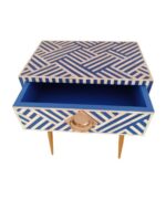Leelawati Arts : Home Decorative Lighte Blue Wood Bone Inlay Bedside Table / Home Decor Classic Look Bedside Table - Image 3