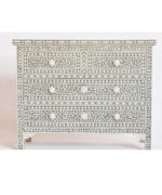Leelawati Arts : Home Decorative 4 Drawer Wood Bone Inlay Desk Console Table / Home Decor Grey Colour Bone Inlay Console Table - Image 3