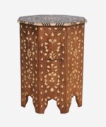 Wood Bone Inlay Hexagonal Table - Image 2